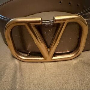 Valentino Garavani Tan and Gold Reversible belt